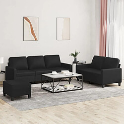 Maison Chic Ensemble de canapés 3 pcs avec coussins, Canapé droit Sofa pour Salon Noir Similicuir -GKD722530