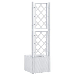 Maison Chic Jardinière,Lit surélevé de jardin - Bac à fleurs - pot de fleur et treillis et système d'arrosage Blanc -GKD77530 pas cher