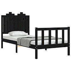 Acheter Maison Chic Lit adulte - Cadre Structure de lit avec tête de lit Contemporain noir 90x190 cm bois massif -MN56725