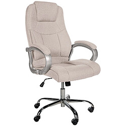 Decoshop26 Fauteuil de bureau ergonomique est confortable en tissu crème et métal chromé 10_0002384