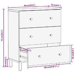 vidaXL Armoire latérale 60x33x75 cm bois massif de manguier pas cher