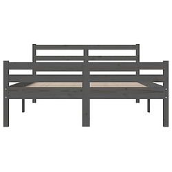 Acheter vidaXL Cadre de lit sans matelas gris bois massif 135x190 cm