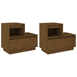 vidaXL Tables de chevet 2pcs Marron miel 60x34x51cm Bois de pin massif