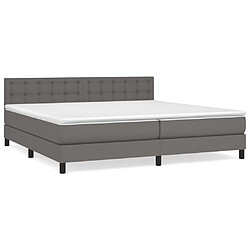 vidaXL Sommier à lattes de lit avec matelas Gris 200x200 cm Similicuir