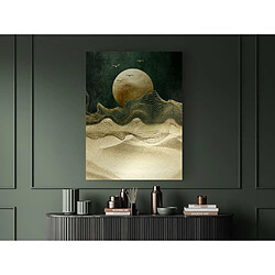 Pegane Ensemble de 2 tableaux photo imprimée lune brillante dorée avec effet métallique - Longueur 140 x Profondeur 2 x Hauteur 100 cm