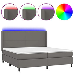 vidaXL Sommier à lattes de lit matelas LED Gris 200x200 cm Similicuir