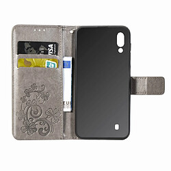 Acheter Wewoo Housse Coque Étui en cuir à Motif fleurs pressées Lucky Clover pour Galaxy M10avec porte-cartes et porte-cartesportefeuille et dragonne Gris