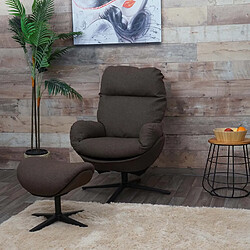 Avis Mendler Fauteuil relax + pouf HWC-L12, Fauteuil TV Fauteuil à bascule Fonction bascule, pivotant, métal tissu/textile ~ marron