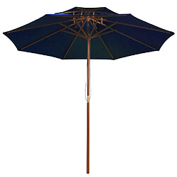 ComfortXL Parasol Double Avec Mât En Bois Bleu 270 Cm