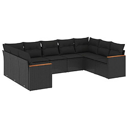 Maison Chic Salon de jardin 9 pcs avec coussins | Ensemble de Table et chaises | Mobilier d'Extérieur noir résine tressée -GKD92761