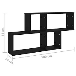 vidaXL Étagère murale Noir 100x18x53 cm Bois d’ingénierie pas cher