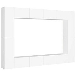 Maison Chic Ensemble de meubles TV 8 pcs | Banc TV Moderne pour salon | Meuble de Rangement - Blanc Aggloméré -MN12818