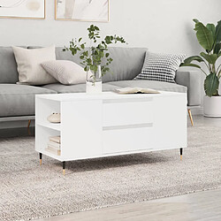 vidaXL Table basse blanc 102x44,5x50 cm bois d'ingénierie