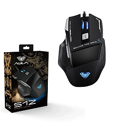 AULA S12 Souris gamer 7 boutons programmables & macro, 4800 DPI, optique, filaire USB, rétroéclairage LED pas cher