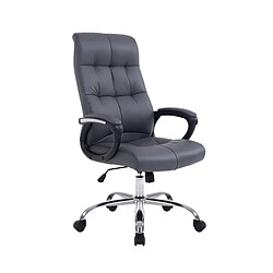 Decoshop26 Fauteuil chaise de bureau sur roulettes ergonomique hauteur réglable mécanisme de basculement PVC gris BUR10049