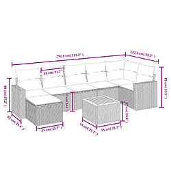 Avis Maison Chic Ensemble Tables et chaises d'extérieur 8 pcs avec coussins,Salon de jardin gris résine tressée -GKD290393