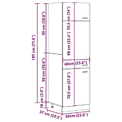 vidaXL Armoire de réfrigérateur Gris béton 60x57x207 cm Aggloméré pas cher