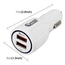 Wewoo DC 12-24V chargeur rapide 3.0 blanc de voiture avec 3.1A Chargeurs USB double pas cher