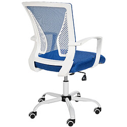 Decoshop26 Chaise de bureau hauteur réglable avec revêtement en maille respirante microfibre bleu pieds métal blanc 10_0002695