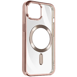 Avizar Coque MagSafe pour iPhone 15 Silicone Protection Caméra Contour Chromé Rose