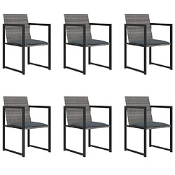 vidaXL Salon de jardin 7 pcs avec coussins Résine tressée Gris