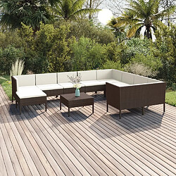 Maison Chic Salon de jardin 11pcs + coussins - Mobilier/Meubles de jardin - Table et chaises d'extérieur Résine tressée Marron -MN29469