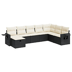 vidaXL Salon de jardin 8 pcs avec coussins noir résine tressée