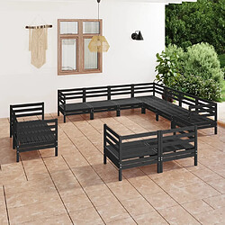 vidaXL Salon de jardin 11 pcs Bois de pin massif Noir