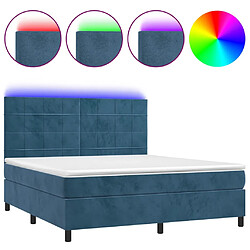 vidaXL Sommier à lattes de lit matelas et LED Bleu foncé 160x200 cm