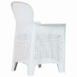 Avis Maison Chic Table de bistro et chaises d'extérieur 3 pcs,Ensemble de bistro de jardin pour relax Plastique Blanc Aspect de rotin -GKD350025