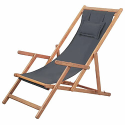 Maison Chic Chaise pliable de plage pour relaxTissu et cadre en bois Gris -GKD82821