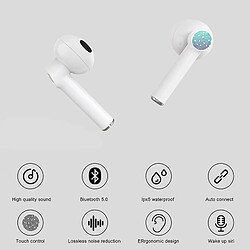 Acheter Chrono Écouteurs sans fil Bluetooth 5.1 IPX5 Étanche 30H Playtime True Casque stéréo sans fil pour iPhone Android avec étui de chargement Écouteurs intra-auriculaires Casque Micro Hi-Fi Sound Deep Bass Sport/Voyage/Gym(Blanc)