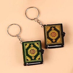 Acheter Mini Arche Coran Livre Arabe Porte-clés Décoration Musulmane Clé Pendentif Vert