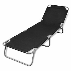 Maison Chic Chaise longue pliable de jardin | Bain de soleil Relax | Transat acier enduit de poudre noir -GKD97691