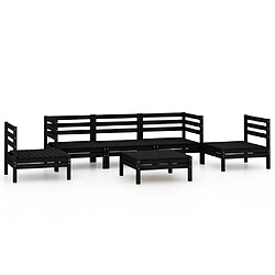 vidaXL Salon de jardin 6 pcs Noir Bois de pin massif