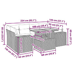 Acheter vidaXL Salon de jardin avec coussins 7 pcs beige résine tressée