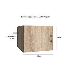 Inside 75 Surmeuble colonne de rangement LUND 1 porte chêne naturel 45 x 54 profondeur