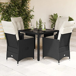 vidaXL Ensemble à manger de jardin coussins 5pcs Noir Résine tressée