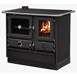 Interstoves Cuisinière à bois Magnum Thermo MBS en fonte | bouilleur sortie côté gauche - Noir