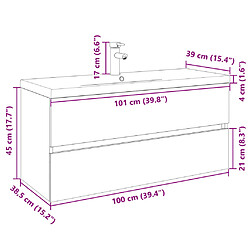 vidaXL Ensemble de meubles de bain 2pcs céramique et bois d'ingénierie pas cher