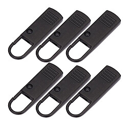 6pcs Métal Détachable étiquettes à Glissière Réparation Languettes De Traction Pour Vêtements Noir L