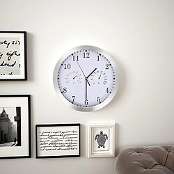 Decoshop26 Horloge murale à quartz Hygromètre et thermomètre 30 cm Blanc DEC022254