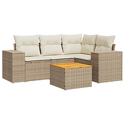 Maison Chic Salon de jardin avec coussins 5 pcs | Ensemble de Table et chaises | Mobilier d'Extérieur beige résine tressée -GKD60025