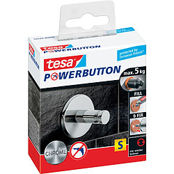 tesa Powerbutton Crochet adhésif Universal small, chrome ()