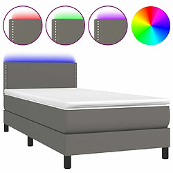 Sommier à lattes,Cadre à lattes de lit pour Adulte et matelas LED Gris 80x200cm Similicuir -MN74644