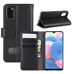 Etui en cuir véritable Divisé noir pour votre Samsung Galaxy A41 (Global Version)