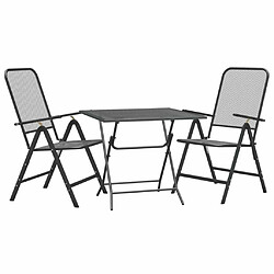 Avis Maison Chic Mobilier à dîner 3 pcs de jardin - Ensemble table et chaises d'extérieur - Salon/Mobilier de jardin classique Maille Métal Anthracite -MN62786