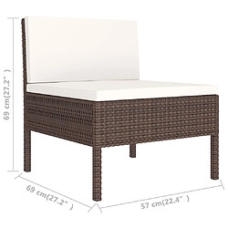 Maison Chic Salon de jardin 10 pcs + coussins - Mobilier/Meubles de jardin - Table et chaises d'extérieur Résine tressée Marron -MN35890 pas cher