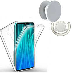 PHONECARE Kit Coque 3x1 360° Impact Protection + 1 PopSocket + 1 Support PopSocket Blanc - Impact Protection - Xiaomi Redmi Note 8 Pro