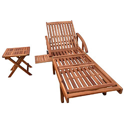 Helloshop26 Transat chaise longue bain de soleil lit de jardin terrasse meuble d'extérieur avec table bois d'acacia solide 02_0012603